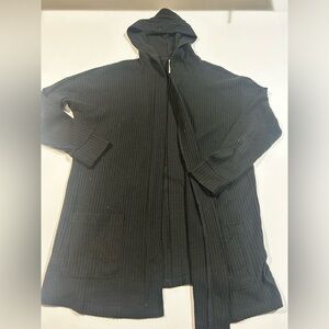 LuLaRoe Cozy Mackenzie Waffle Pattern Black Hooded Cardigan